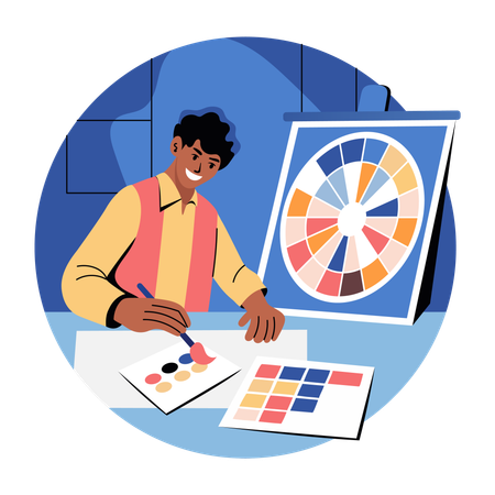 Charaktererstellung als Kunstwerk mit Farbkombinationstechnik  Illustration