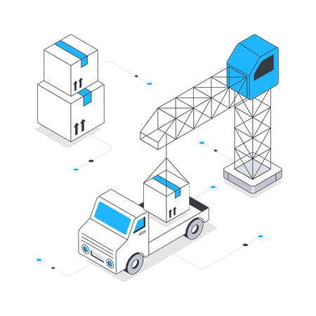 Chargement de colis sur camion  Illustration