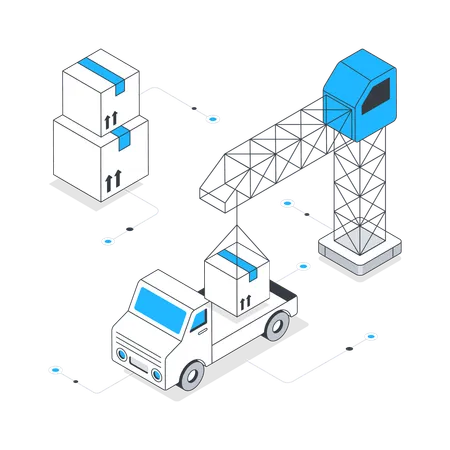 Chargement de colis sur camion  Illustration