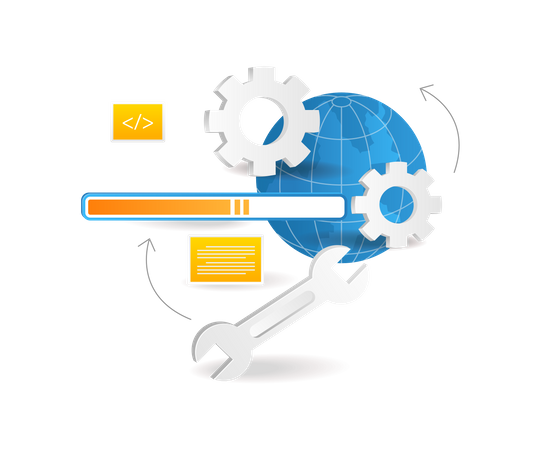 Chargement de l'ordinateur pour l'optimisation du référencement du moteur de recherche  Illustration