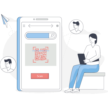 Chargement du code QR sur mobile  Illustration