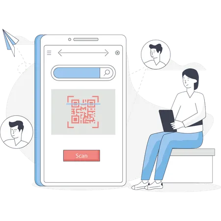 Chargement du code QR sur mobile  Illustration