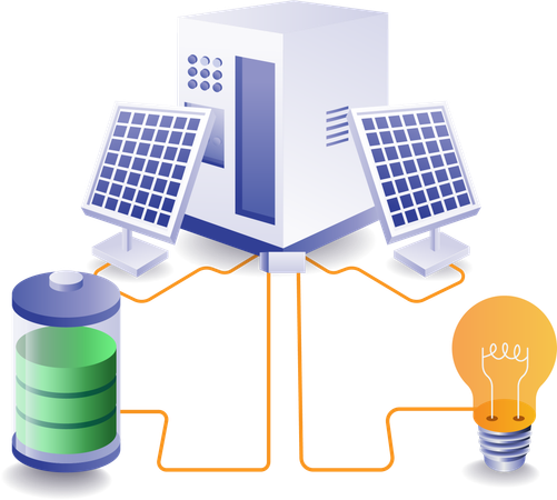 Chargement d'un panneau solaire avec batterie  Illustration