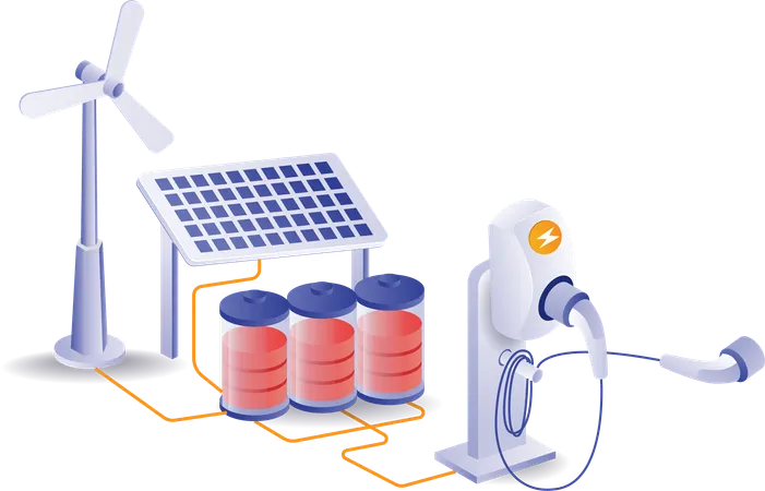 Chargez les écouteurs avec l'énergie du panneau solaire  Illustration