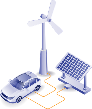 Chargeur de voiture avec panneau solaire  Illustration