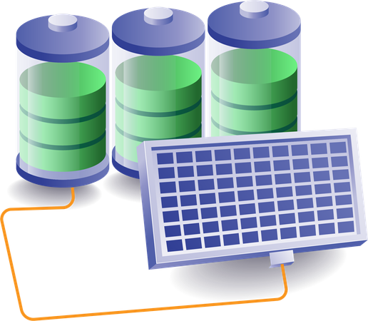 Charging batteries from solar energy  Illustration