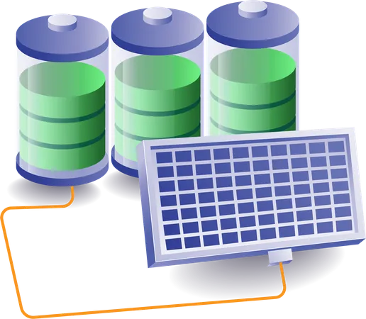 Charging batteries from solar energy  Illustration