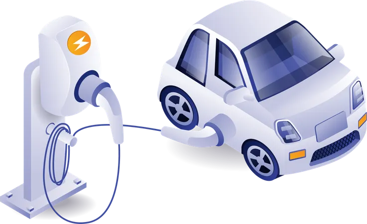 Charging electric car  Illustration