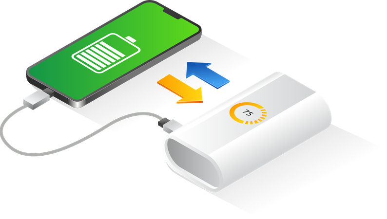 Charging smartphone from power bank Illustration