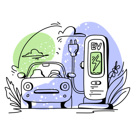 Charging solar car  Illustration