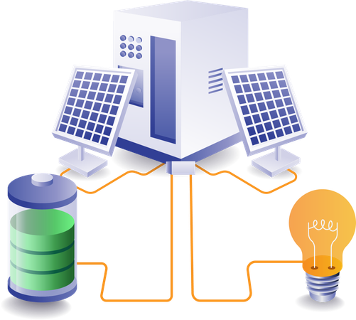 Charging solar panel with battery  Illustration