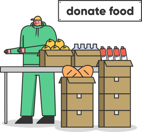 Charitable organization And Food Donation Illustration