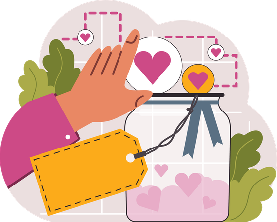 Charity and volunteer work sharing love and care  일러스트레이션