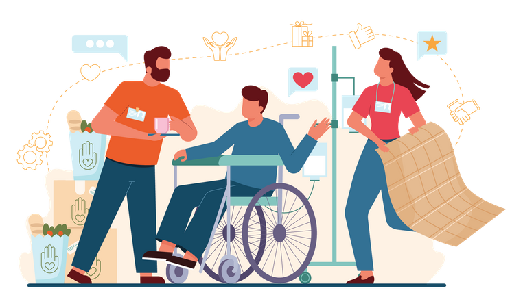 Charity community support and take care of people  イラスト