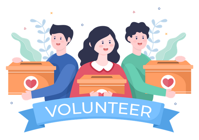 Charity volunteer workers Illustration