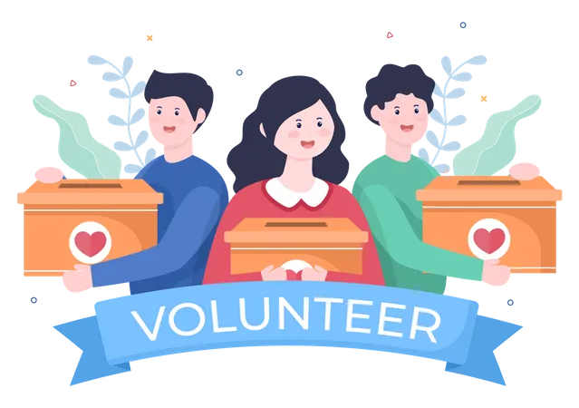 Charity volunteer workers  Illustration