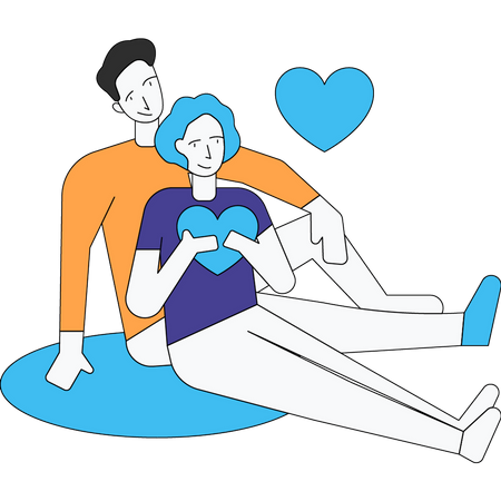 Joli couple assis ensemble  Illustration