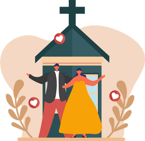 Joli couple célèbre la cérémonie de mariage  Illustration