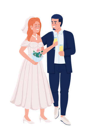 Joli couple souriant en tenue élégante  Illustration