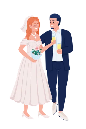 Joli couple souriant en tenue élégante  Illustration