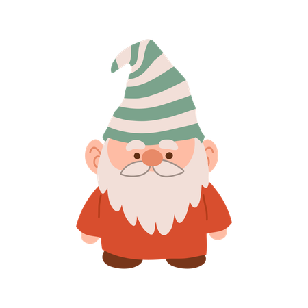 Charmant gnome de Noël de dessin animé  Illustration