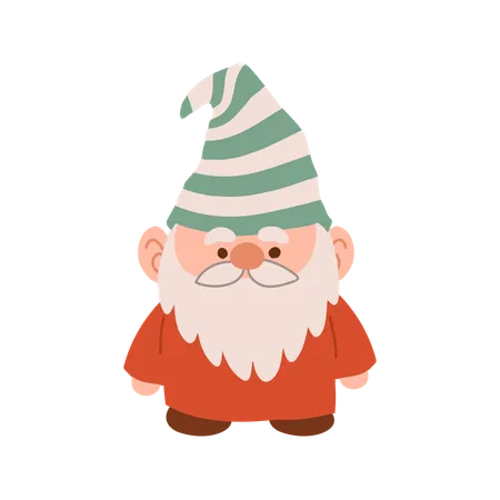 Charmant gnome de Noël de dessin animé  Illustration