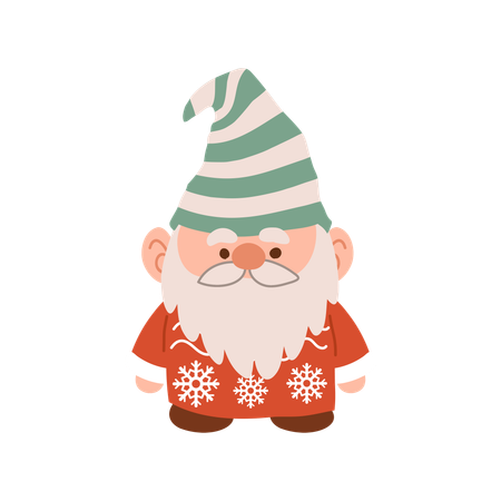 Charmant gnome de Noël de dessin animé  Illustration