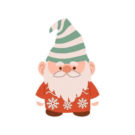 Charmant gnome de Noël de dessin animé  Illustration