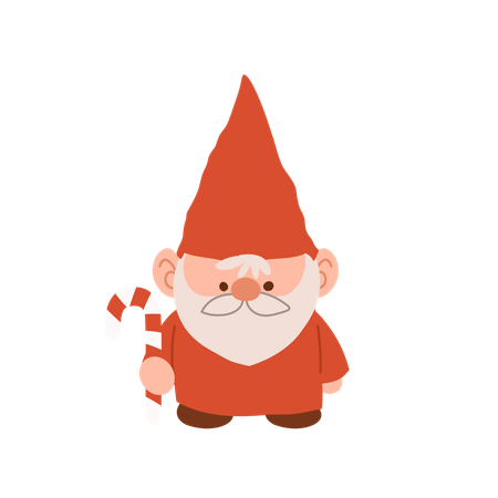 Charmant gnome de Noël de dessin animé  Illustration