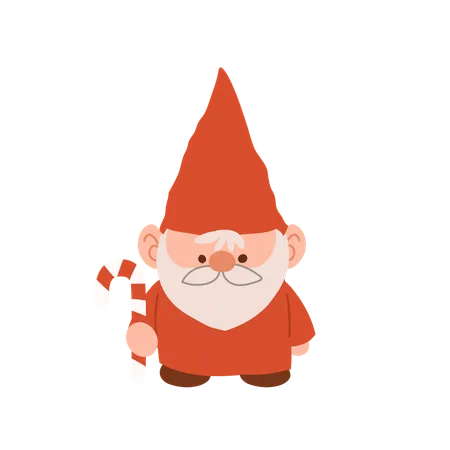 Charmant gnome de Noël de dessin animé  Illustration