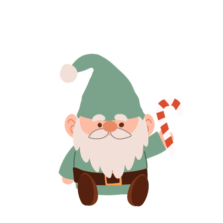 Charmant gnome de Noël de dessin animé  Illustration