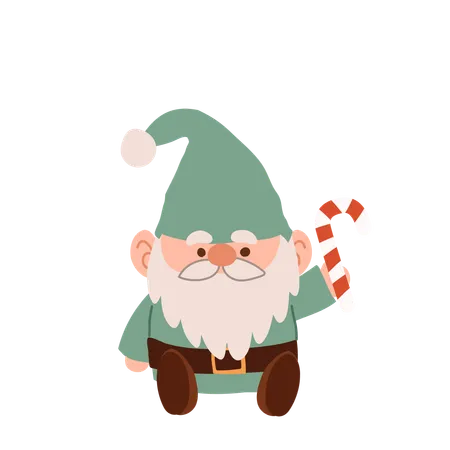 Charmant gnome de Noël de dessin animé  Illustration