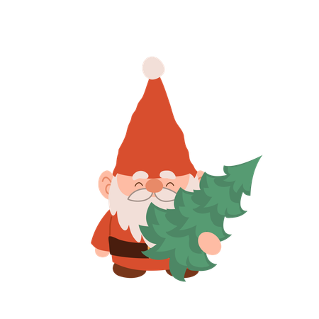 Charmant gnome de Noël de dessin animé  Illustration