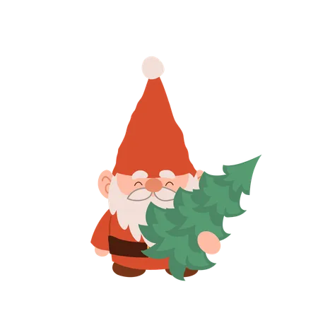 Charmant gnome de Noël de dessin animé  Illustration