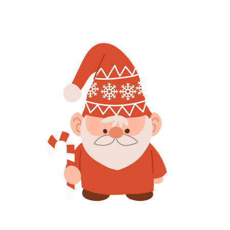 Charmant gnome de Noël de dessin animé  Illustration