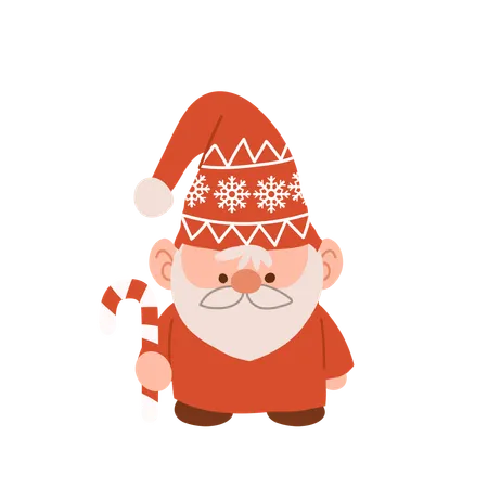 Charmant gnome de Noël de dessin animé  Illustration