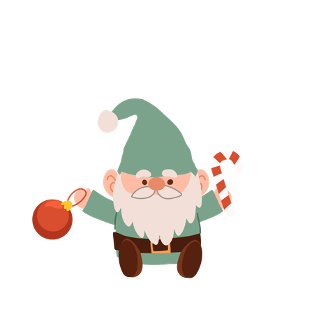 Charmant gnome de Noël de dessin animé  Illustration