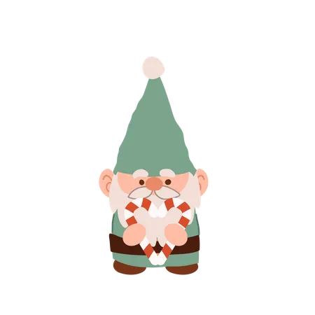 Charmant gnome de Noël de dessin animé  Illustration