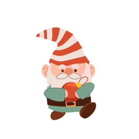 Charmant gnome de Noël de dessin animé  Illustration