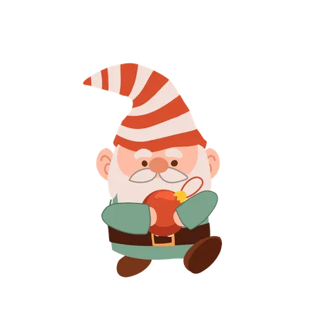 Charmant gnome de Noël de dessin animé  Illustration