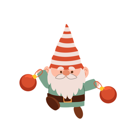 Charmant gnome de Noël de dessin animé  Illustration