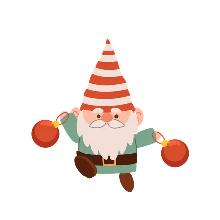 Charmant gnome de Noël de dessin animé  Illustration