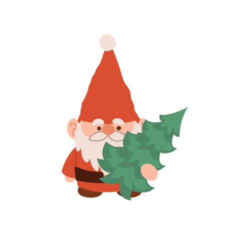 Charmant gnome de Noël de dessin animé  Illustration