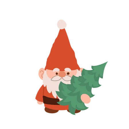 Charmant gnome de Noël de dessin animé  Illustration