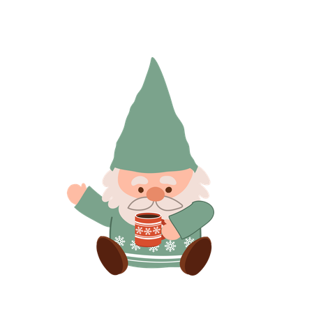 Charmant gnome de Noël de dessin animé  Illustration