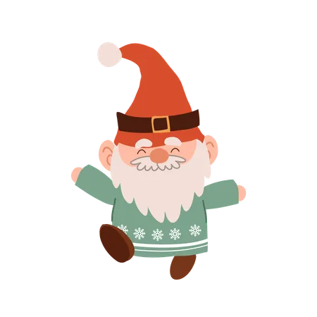 Charmant gnome de Noël de dessin animé  Illustration