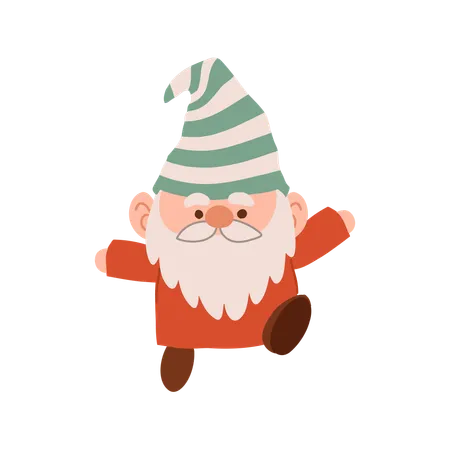 Charmant gnome de Noël de dessin animé  Illustration