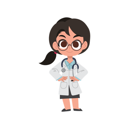 Charmante femme médecin de dessin animé en uniforme, idéale pour les projets médicaux et l'éducation  Illustration