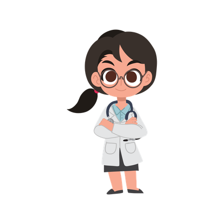 Charmante femme médecin de dessin animé en uniforme, idéale pour les projets médicaux et l'éducation  Illustration