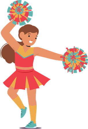 Délicieuse fille de pom-pom girl mignonne avec un sourire radieux  Illustration